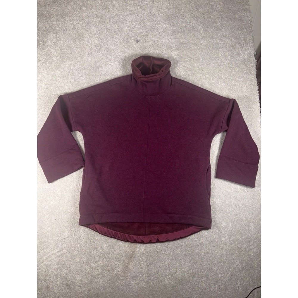 Athleta Cozy Karma Funnel Neck Sweatshirt Womens M Burgundy Fleece Lined
